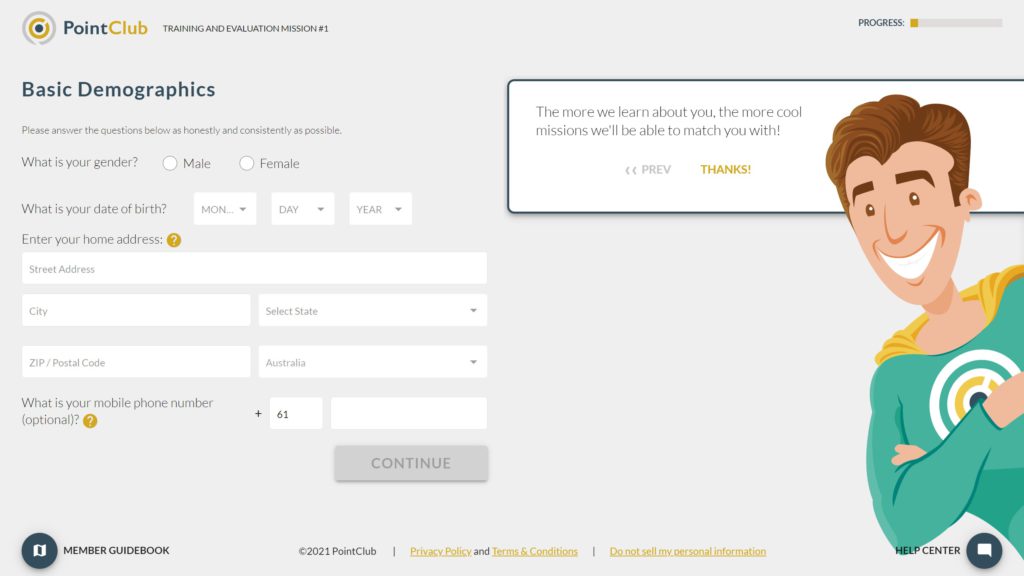 pointclub review screenshoot basic demographics